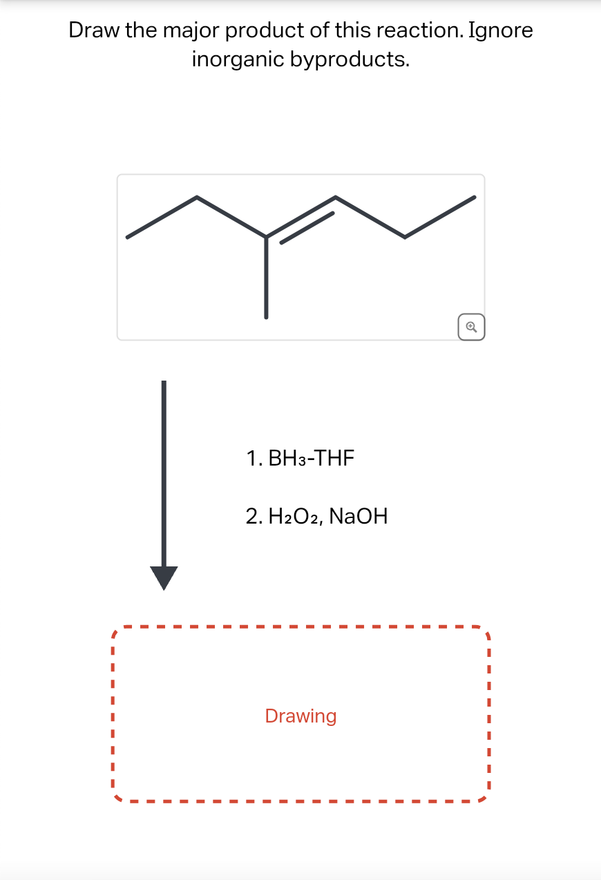 Draw the major product of this reaction. Ignore
inorganic byproducts.
I
I
I
I
I
I
I
I
1. BH3-THF
2. H2O2, NaOH
Drawing
✓