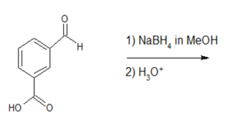 НО
I
1) NaBH in MeOH
2) H2O+