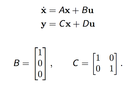 * = Ax + Bu
y = Cx+ Du
B = 0
