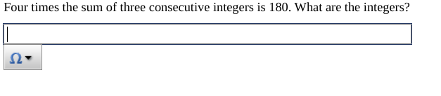 Four times the sum of three consecutive integers is 180. What are the integers?