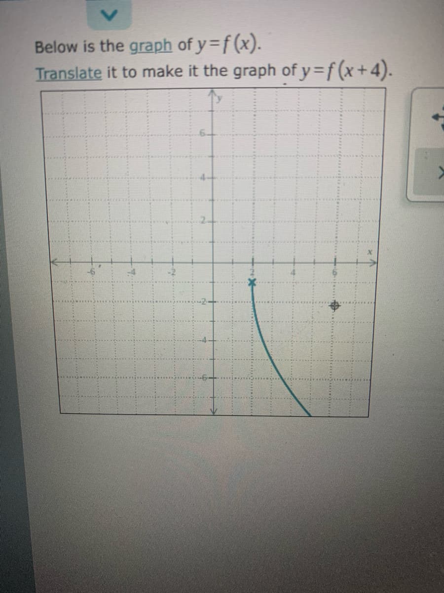 Below is the graph of y=f(x).
Translate it to make it the graph of y=f(x+4).