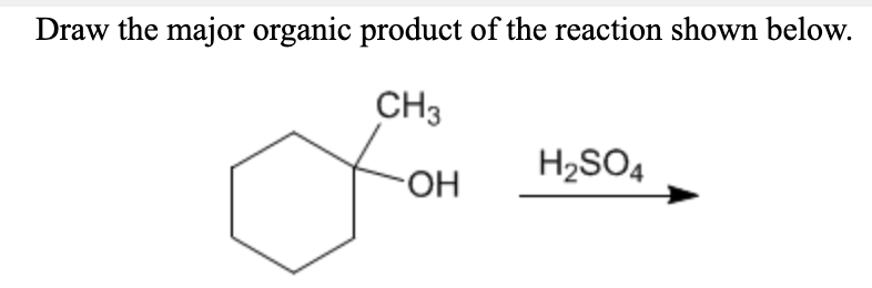 Draw the major organic product of the reaction shown below.
CH3
H2SO4
HO-
