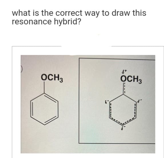 what is the correct way to draw this
resonance hybrid?
OCH3
St
OCH 3
