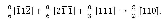 a
6
-
a
-
a
-
[112] + [211] + [111] → ½ [110].
6
3
2