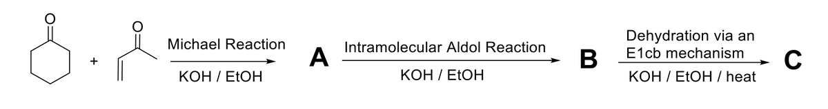 Dehydration via an
E1cb mechanism
Michael Reaction
Intramolecular Aldol Reaction
A
В
КОН /EtOH / heat
+
КОН /ETOH
КОН / ETOH
