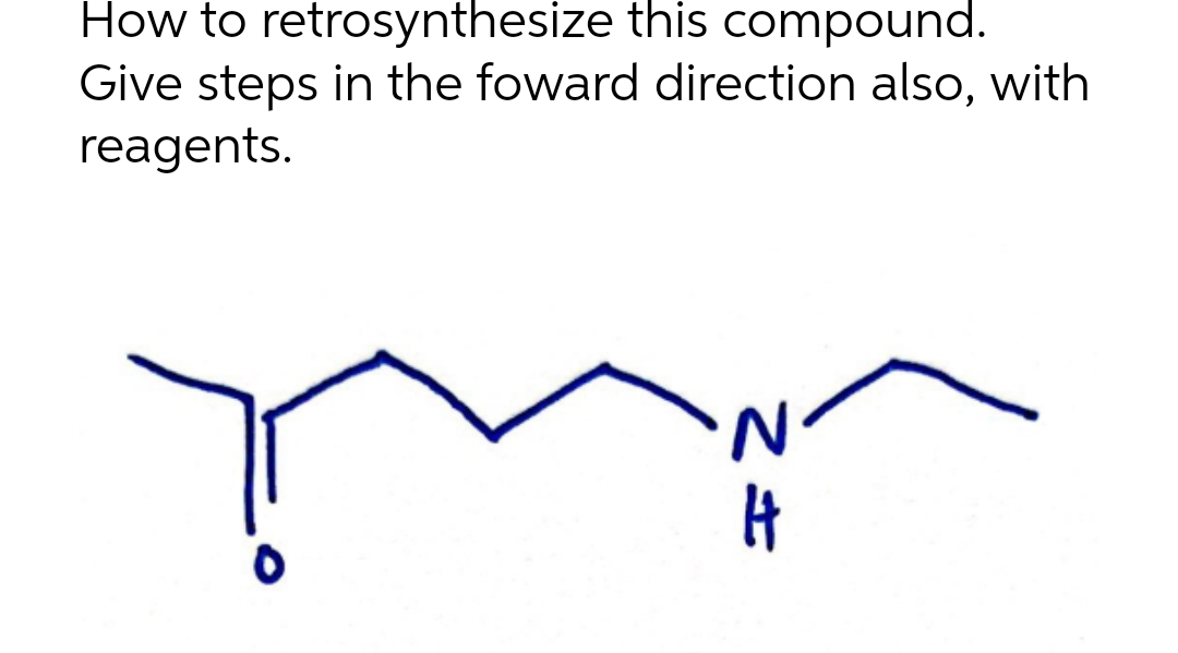 How to retrosynthesize this compound.
Give steps in the foward direction also, with
reagents.
NH