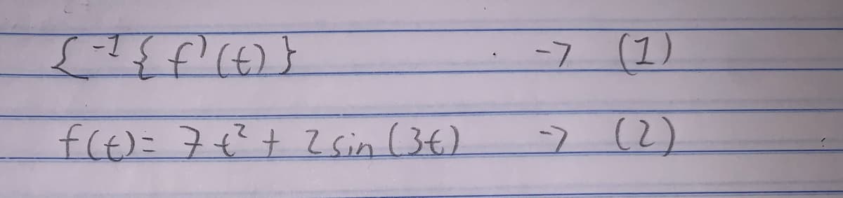 [² {
f(t)}
f(t) = 7+² + 2 sin (36)
-7 (1)
-> (2)