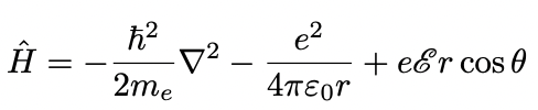 Ĥ
ħ²
-V²
2me
-
e²
4περν
+ e&r cos 0