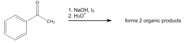 CH3
1. NaOH, 12
2. H30*
forms 2 organic products