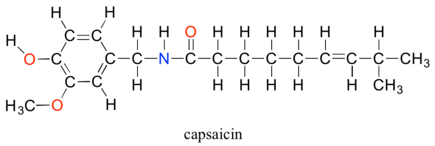 H
H
C=C
ннон нннн
||
H
H.
0-c
|
с-с-N-с—с-с-с-с-с-с-с-снҙ
C-
H
нннн
H CH3
H3C-O
H
саpsaicin
