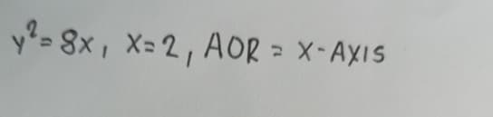 y²=8x, x=2, AOR = X-AXIS