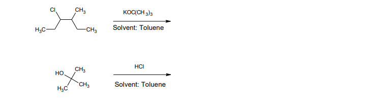 CH3
KOC(CH 3)3
H3C-
-CH3
Solvent: Toluene
HCI
CH3
но.
CH3
Solvent: Toluene
H3C
