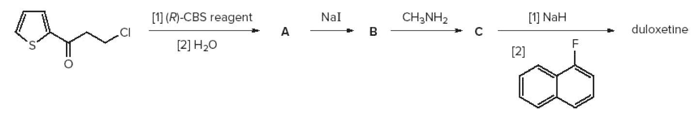 [1] (R)-CBS reagent
Nal
CH3NH2
[1] NaH
duloxetine
[2] H20
[2]
:O
