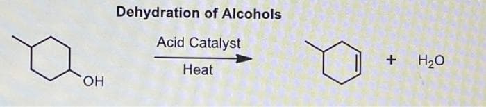OH
Dehydration of Alcohols
Acid Catalyst
Heat
+
H₂O