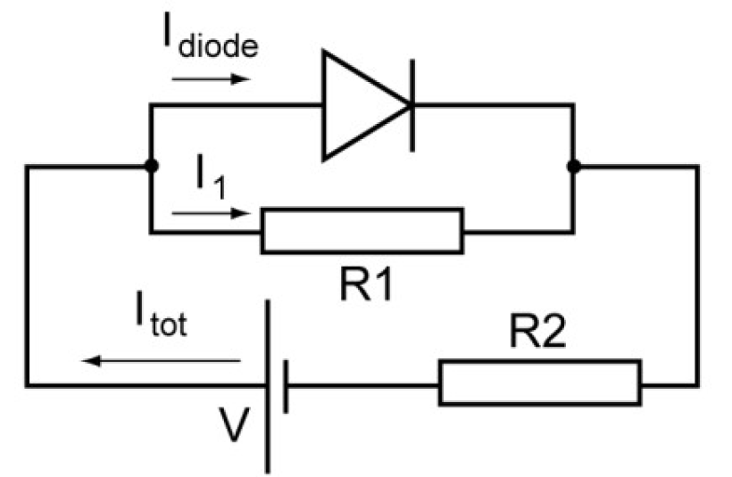 I diode
1₁
I tot
V
R1
R2