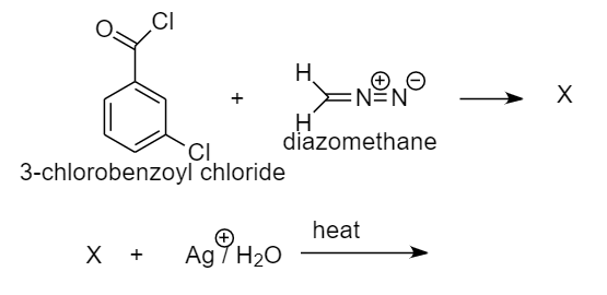 .CI
H.
+
N=N
diazomethane
3-chlorobenzoyl chloride
heat
х +
Ag7H20

