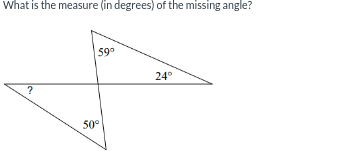 What is the measure (in degrees) of the missing angle?
?
59°
24°
50°
