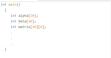 int main()
{
int alpha[20];
int beta[20];
int matrix[10][4];
