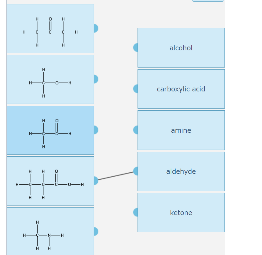 H
H
+4
H
H
H-
H-
H-
H
H
H
H
H-
H
H
H
H H
H
-0-H
-N- H
H H
H
-0-H
alcohol
carboxylic acid
amine
aldehyde
ketone