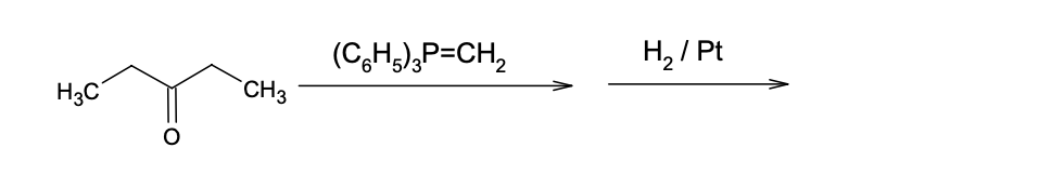 H3C
CH3
(C6H5)3P=CH₂
H₂/Pt