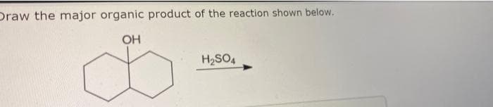 Draw the major organic product of the reaction shown below.
OH
H2SO4
