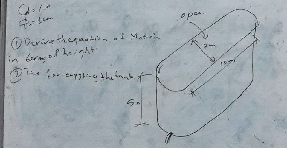 O Derive theqaahion of Motion
in Eorms of height:
2 line for eayylig the fank. f
opon
1om
そ
