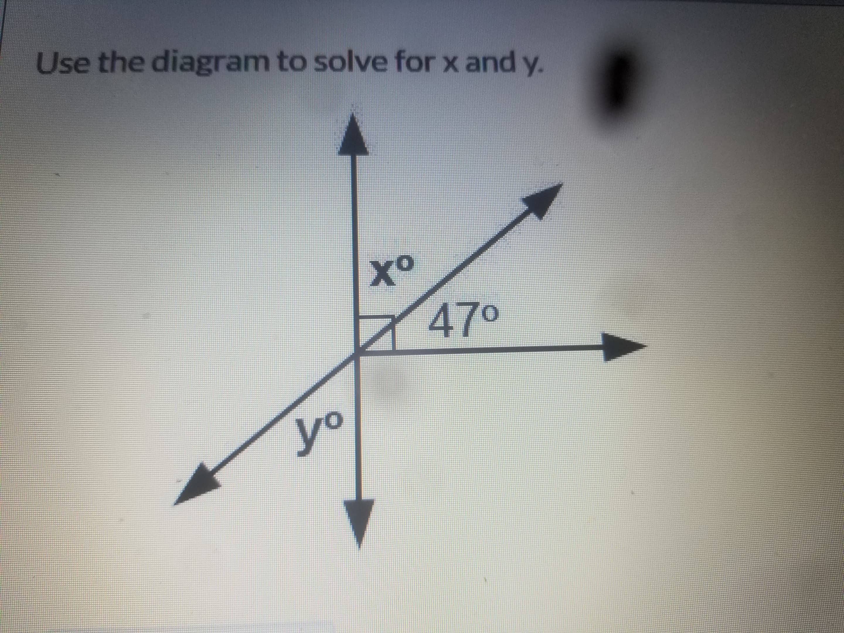 Use the diagram to solve for x and y.
