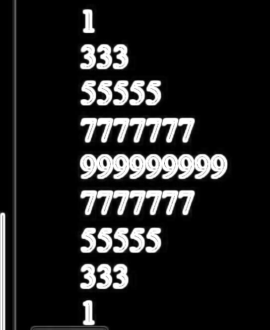 1
333
55555
7777777
999999999
7777777
55555
333
1