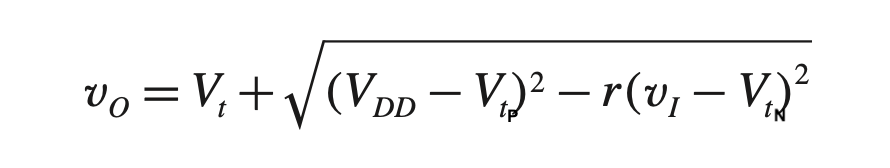 2
2
%
Vo = V₁ + √√ (VDD − V‚)² — r(v₁ — V₂)²