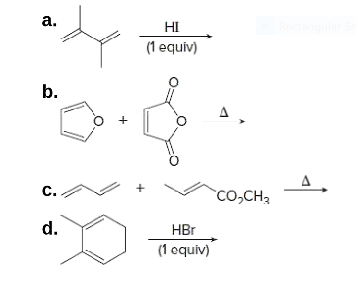 a.
HI
Rectangular Sr
(1 equiv)
b.
C.
со,CHз
d.
HBr
(1 equiv)
