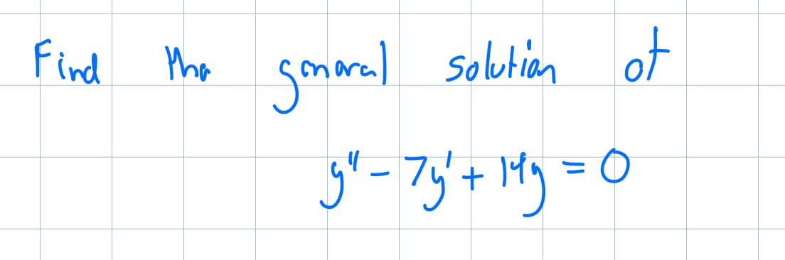 Find
tha
gmoral solution of
gr - 7y' + My =1
0