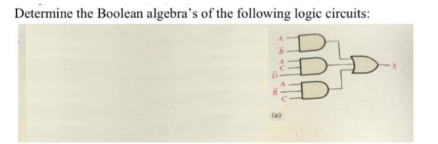 Determine the Boolean algebra's of the following logic circuits:
А
ABS
B
D
3