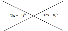 (3x+44)º
(6x + 8)°
