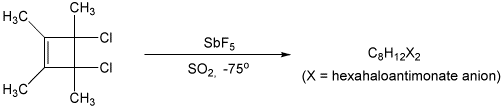 CH3
H3C.
-CI
SÞF5
C3H12X2
CI
SO2, -75°
(X = hexahaloantimonate anion)
H3C
ČH3
