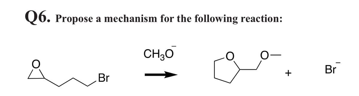 Q6. Propose a mechanism for the following reaction:
Br
CH3O
+
Br