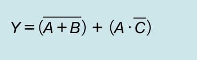 Y = (A+B) + (A C)
