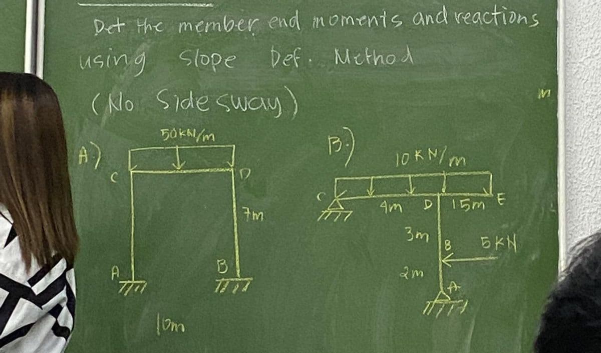 Det the member end moments and reactions
using Slope Def. Method
(No Side sway)
50KN/m
C
A
om
7m
B
TAYA
B.)
10 kN/m
4m
D 15m E
3m
2m
8
5KN