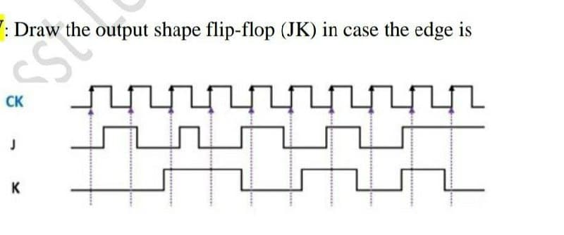 : Draw the output shape flip-flop (JK) in case the edge is
Comine
S
며
거머리
거리거나
CK
J
K
**********
