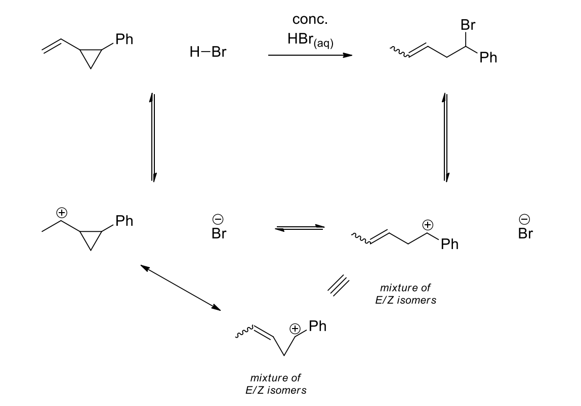 conc.
Br
Ph
HBr
(aд)
Н-Br
Ph
Ph
(-)
Br
Br
Ph
mixture of
E/Z isomers
®¸Ph
mixture of
E/Z isomers
