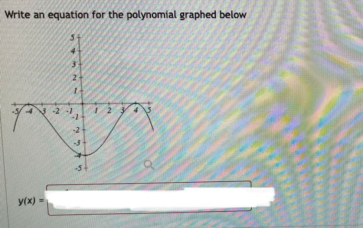 Write an equation for the polynomial graphed below
24
1 2 y4
-2.
y(x)
%3D
