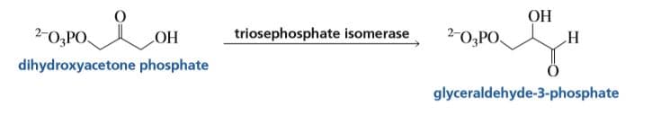 ОН
2-0,PO.
triosephosphate isomerase
2-0,PO
ОН
н
dihydroxyacetone phosphate
glyceraldehyde-3-phosphate
