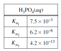 (bv)*
H;PO,(aq)
7.5 × 10-3
Ka
Kaz
6.2 × 10-8
Kaz
4.2 x 10-13
