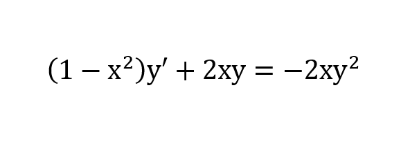 (1 – x²)y' + 2xy = -2xy²
