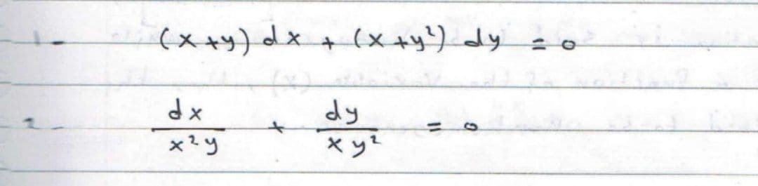 (メ+ッ)dx + (x4ッ)dy =o
%3D
寺
dy
x?y
