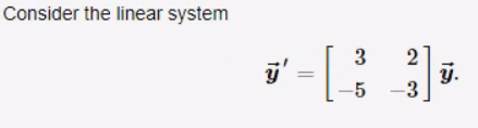 Consider the linear system
ÿ'
- [ -³3
2
-5 -3
y.