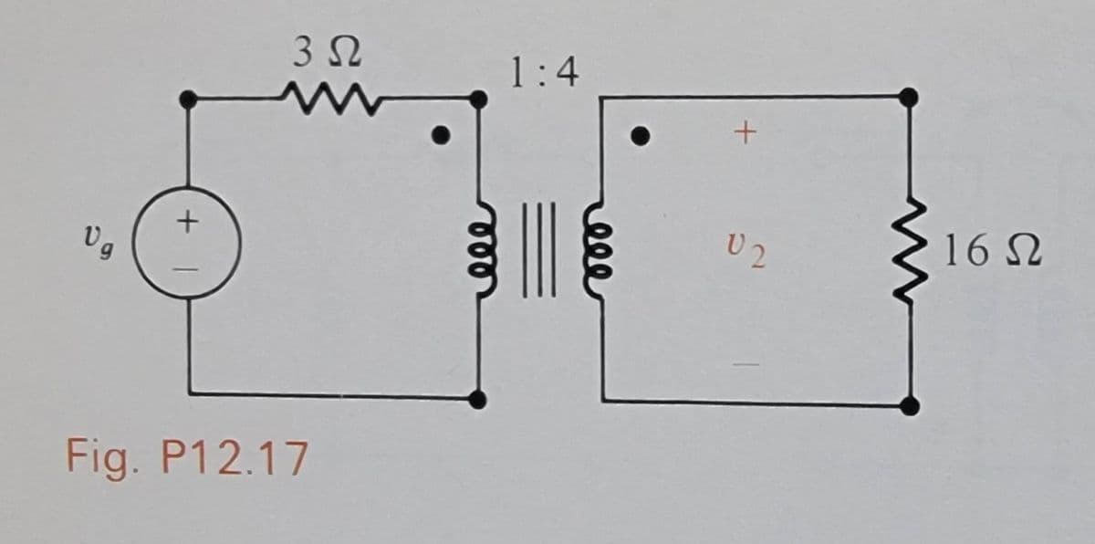 Ug
+ 1
3 Ω
Fig. P12.17
1:4
+
U2
16Ω