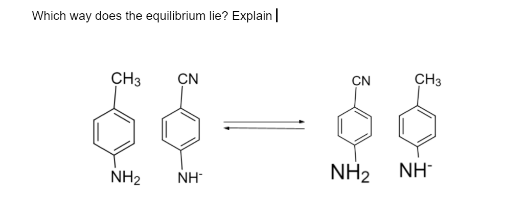 Which way does the equilibrium lie? Explain |
CH3
CN
CN
CH3
NH2
NH
NH2
NH
