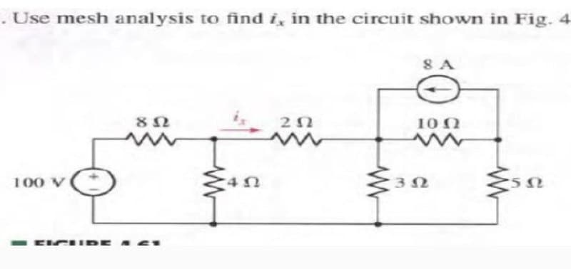 . Use mesh analysis to find i, in the circuit shown in Fig. 4
8 A
100
100 V
