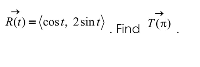 R(t) = (cost, 2sin t)
T(T)
Find
