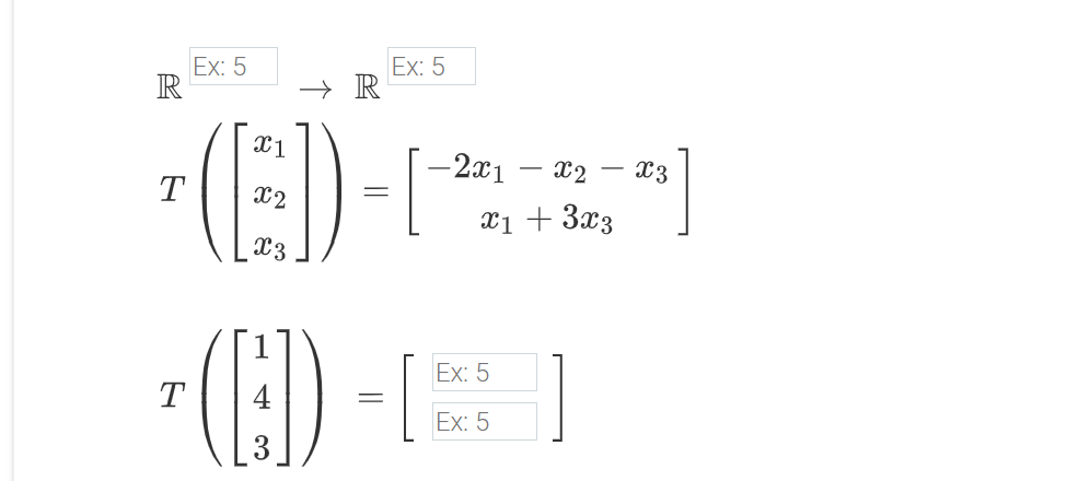 Ex: 5
R
Ex: 5
→ R
(E)
() -
-2x1
X2 -
x3
T
X2
xị + 3x3
X3
Ex: 5
T
Ex: 5
